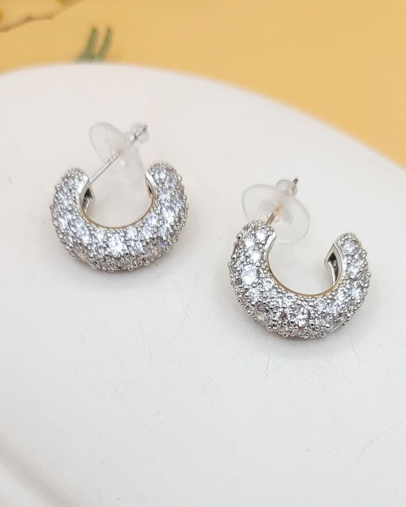 Zirkon Taşlı C Model Silver Küpe