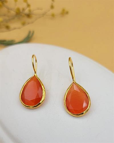 Turuncu Akrilik Damla Küpe