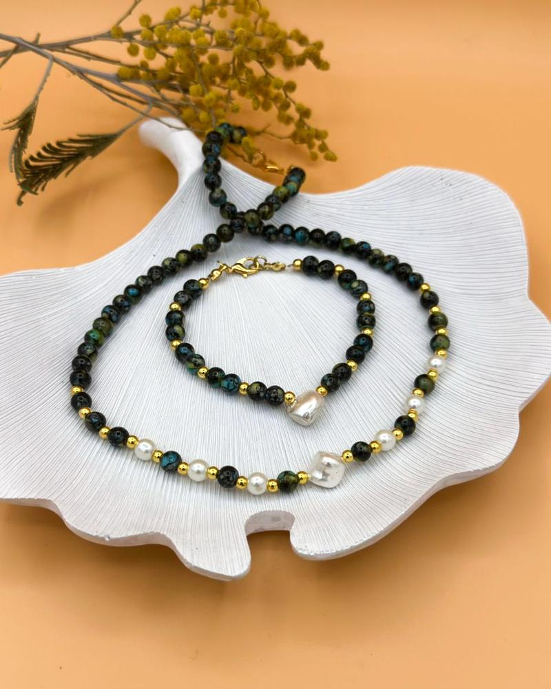 Armoni İncili Kolye Bileklik Set