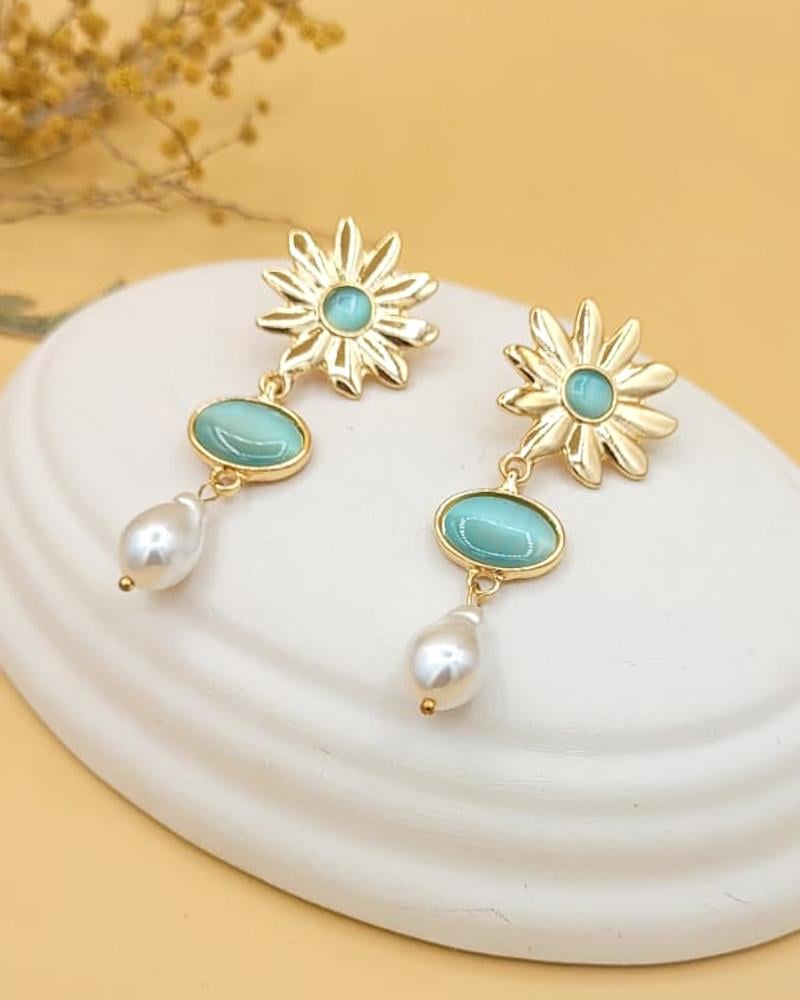 Asteria Güneş Çiçeği Gold Küpe