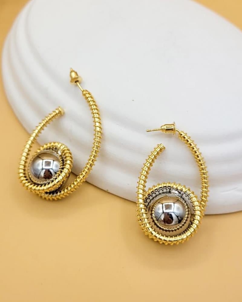 Çift Renkli Karma Sarmal Küpe