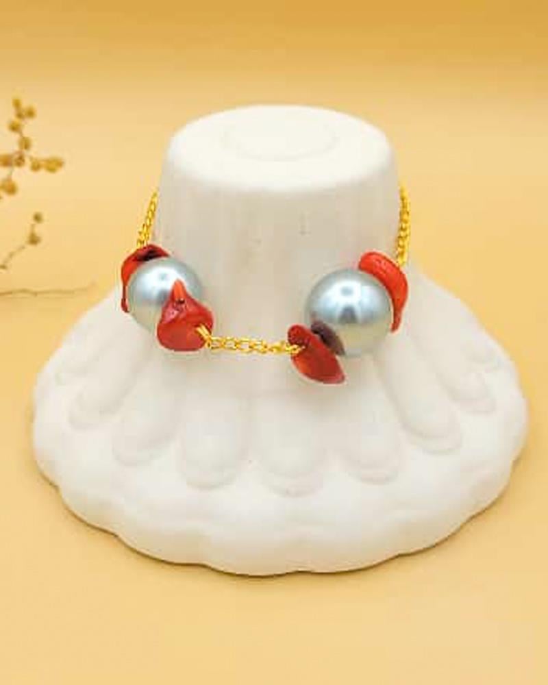 Coral Pearl Elegance Bileklik