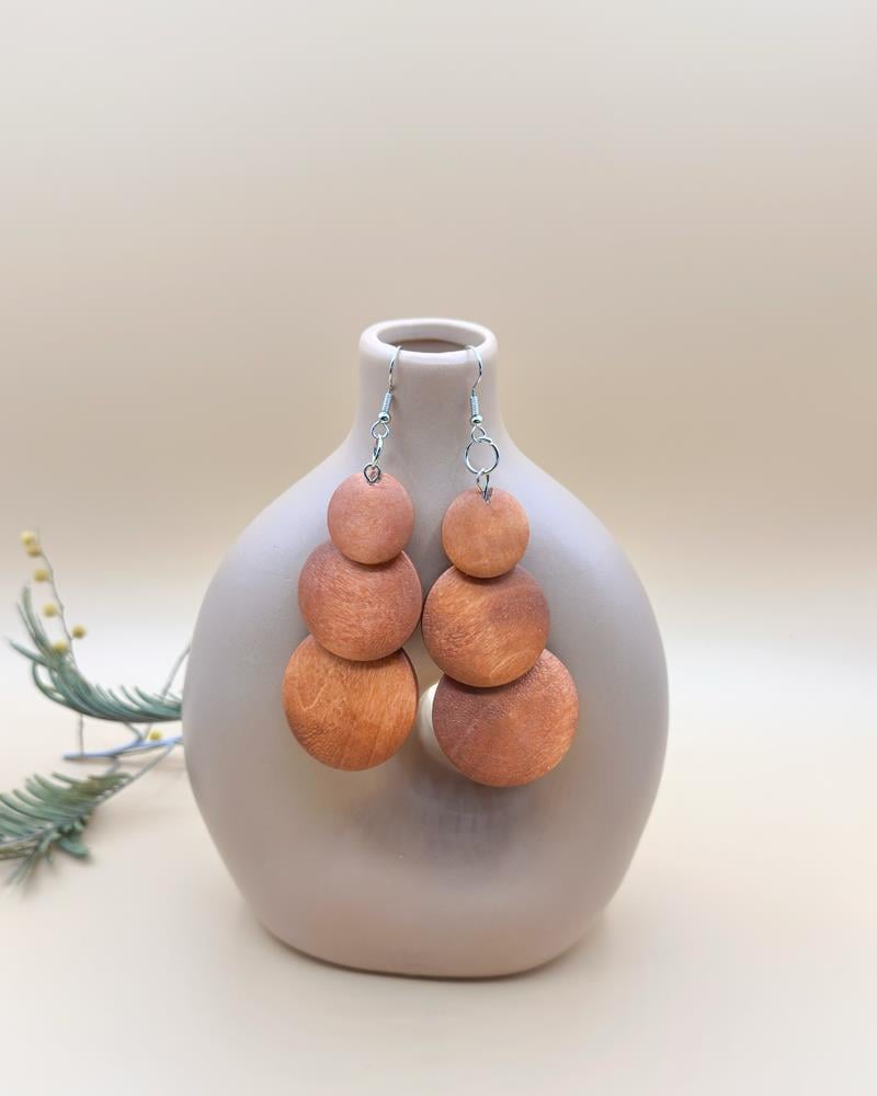 Desert Bohem Sallantılı Ahşap Küpe