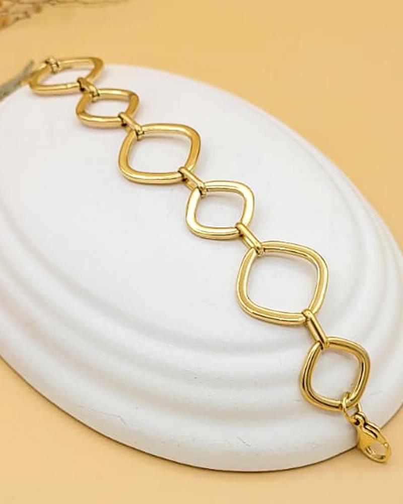 Dörtgen Halka Çelik Bileklik