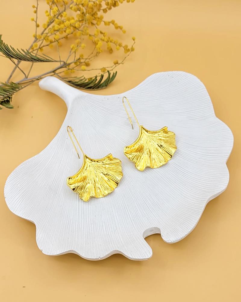 Ginko Sallantılı Gold Küpe