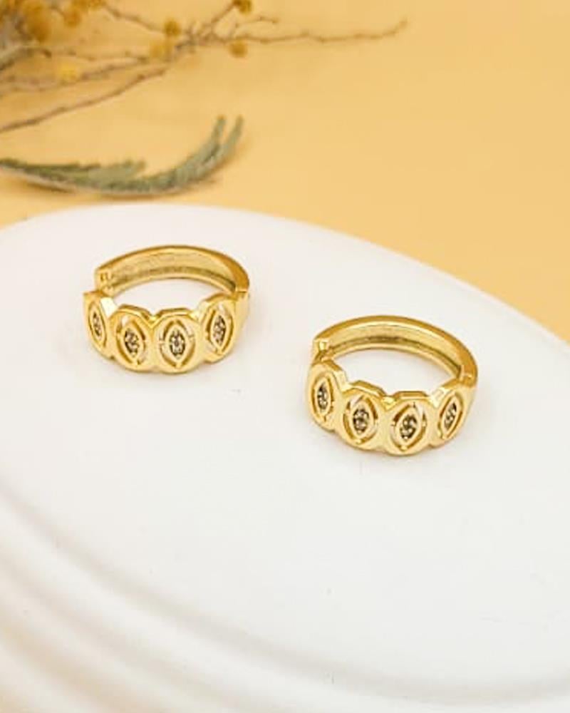 Gold Çelik Taşlı Göz Halka Küpe