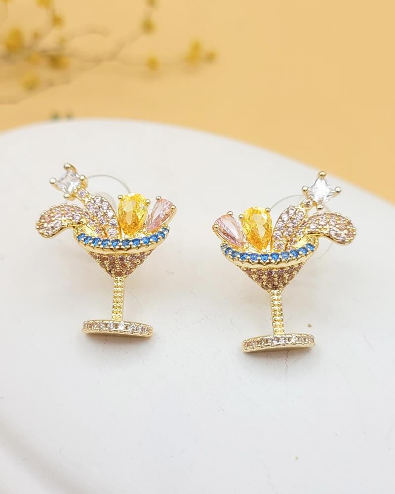 Gold Işıltılı Kokteyl Küpe