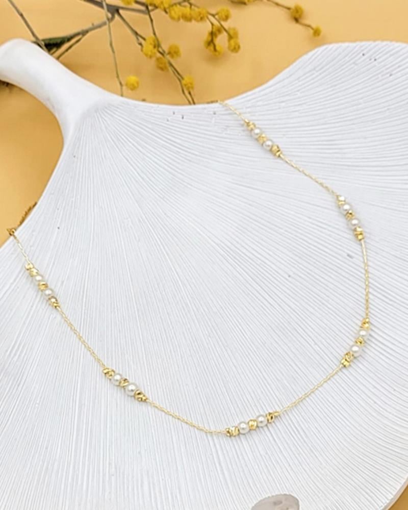 İnci Detaylı Gold Dorika Kolye
