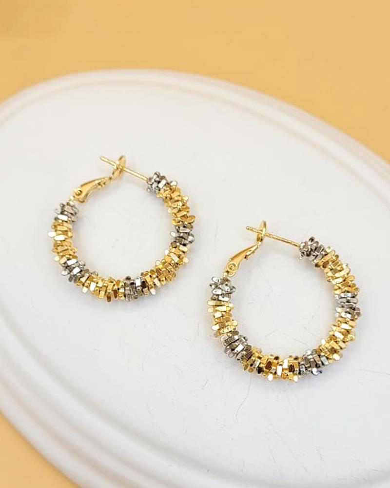 Işık Halkası Gold Silver Renk Halka Küpe