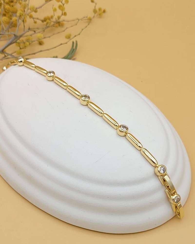 Işıltılı Çelik Çubuk Gold Bileklik