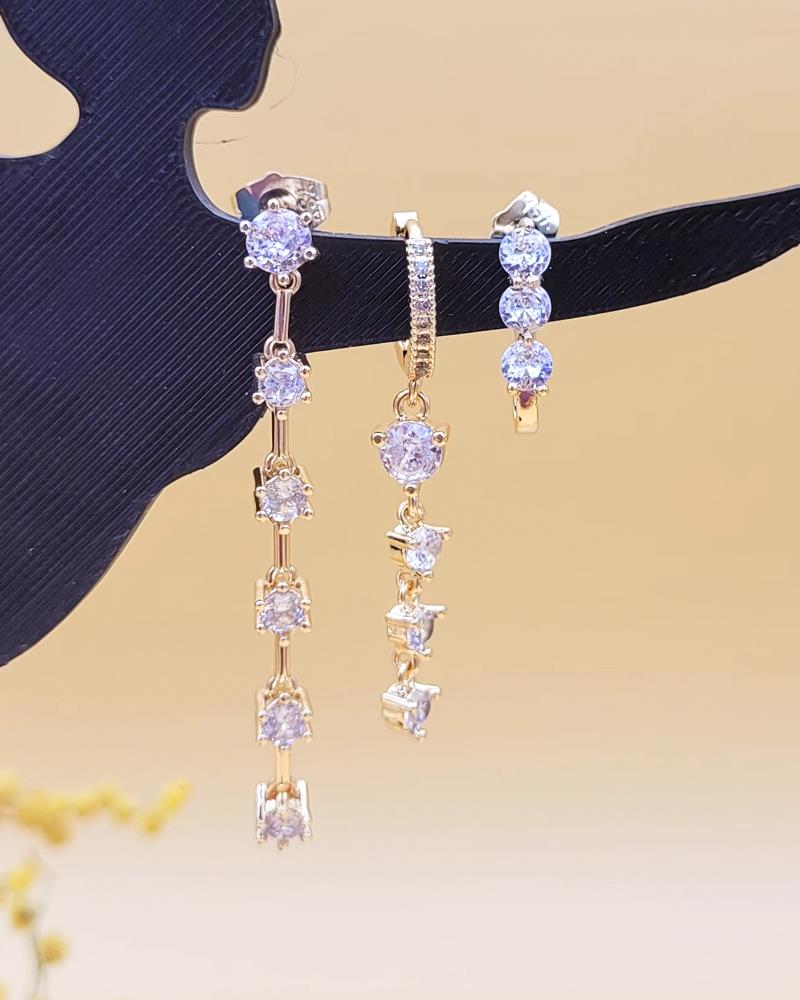 Işıltılı Trio Set Küpe