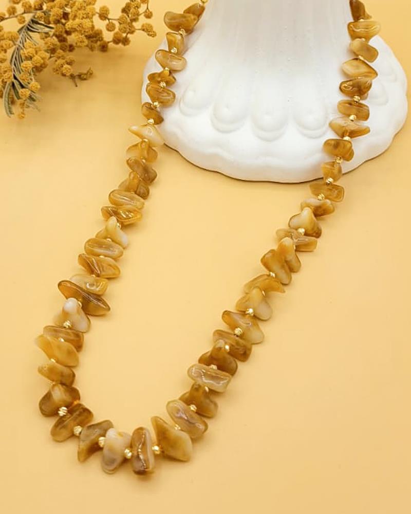 Karışık Geometrik Şekilli Karamel Akrilik Kolye