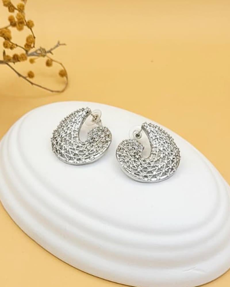 Lace Dantel Işıltılı Silver Küpe