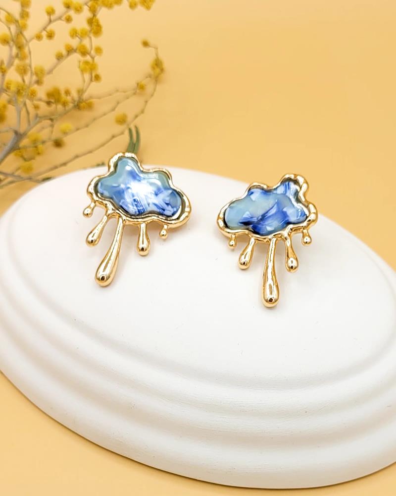 Mavi Ağlayan Bulut Küpe