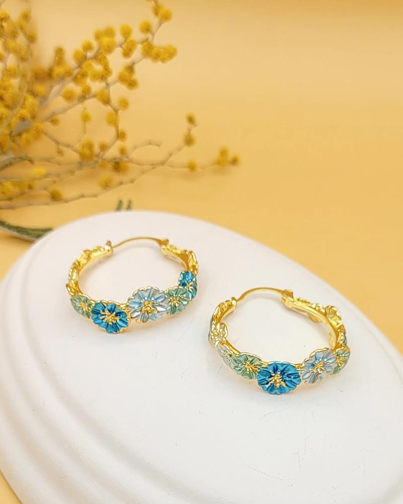 Mavi Çiçek Bahçesi Küpe