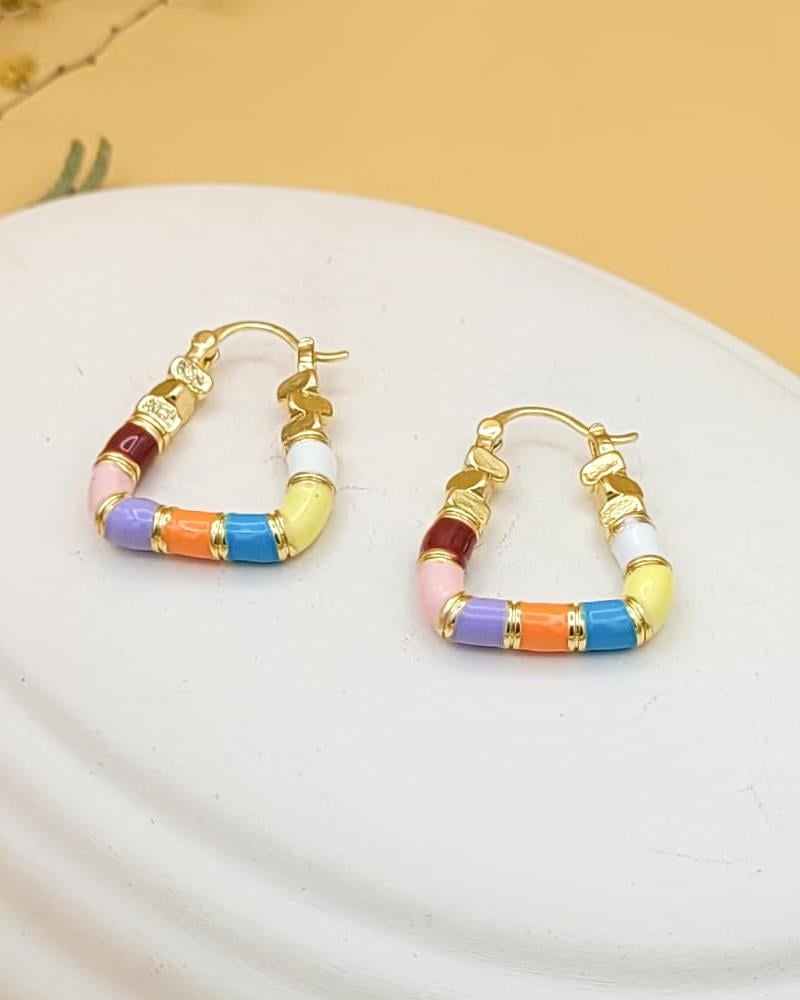 Modern Renkli Üçgen Küpe