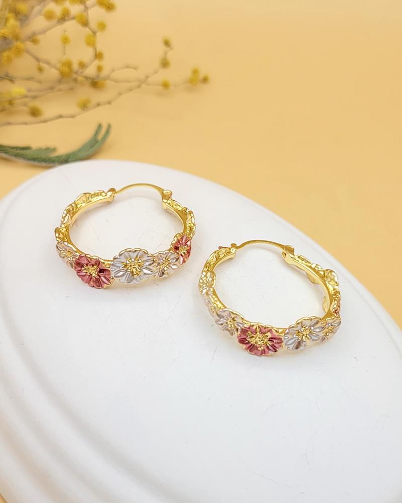 Pembe Çiçek Bahçesi Küpe