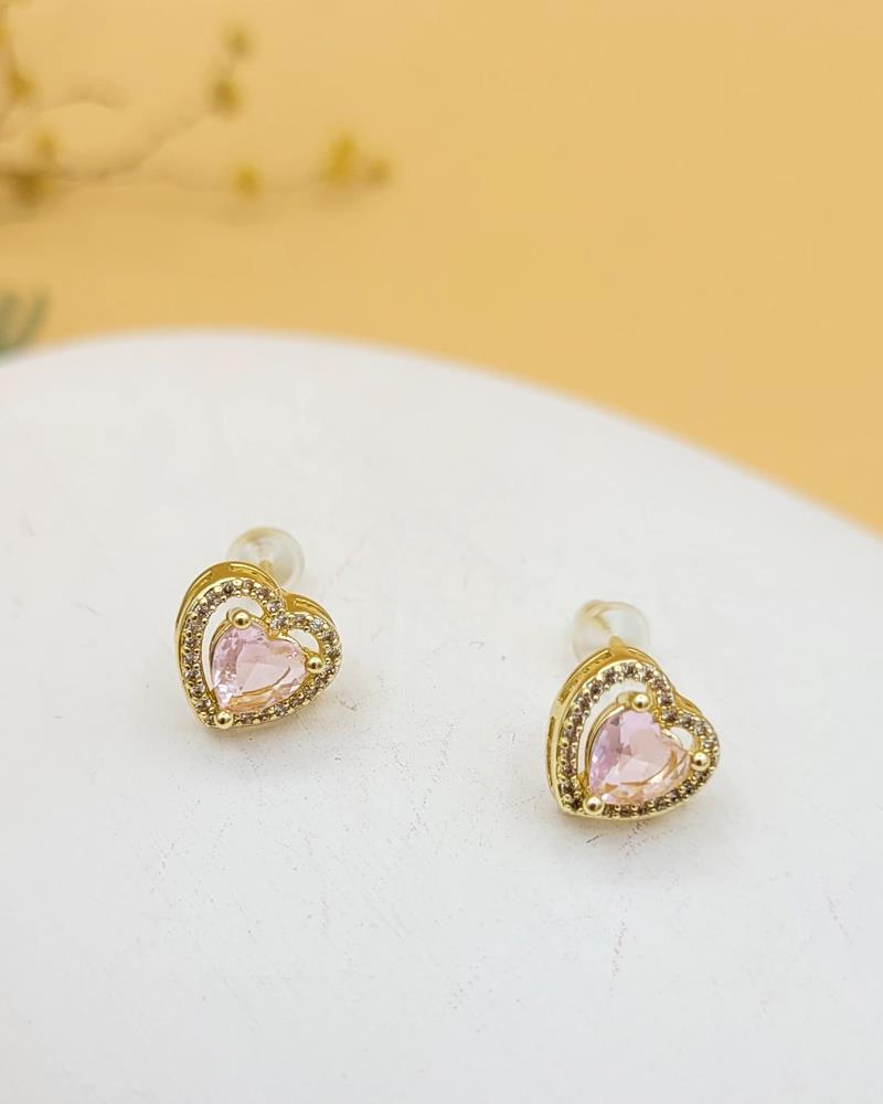 Pembe Kalp Işıltısı Küpe