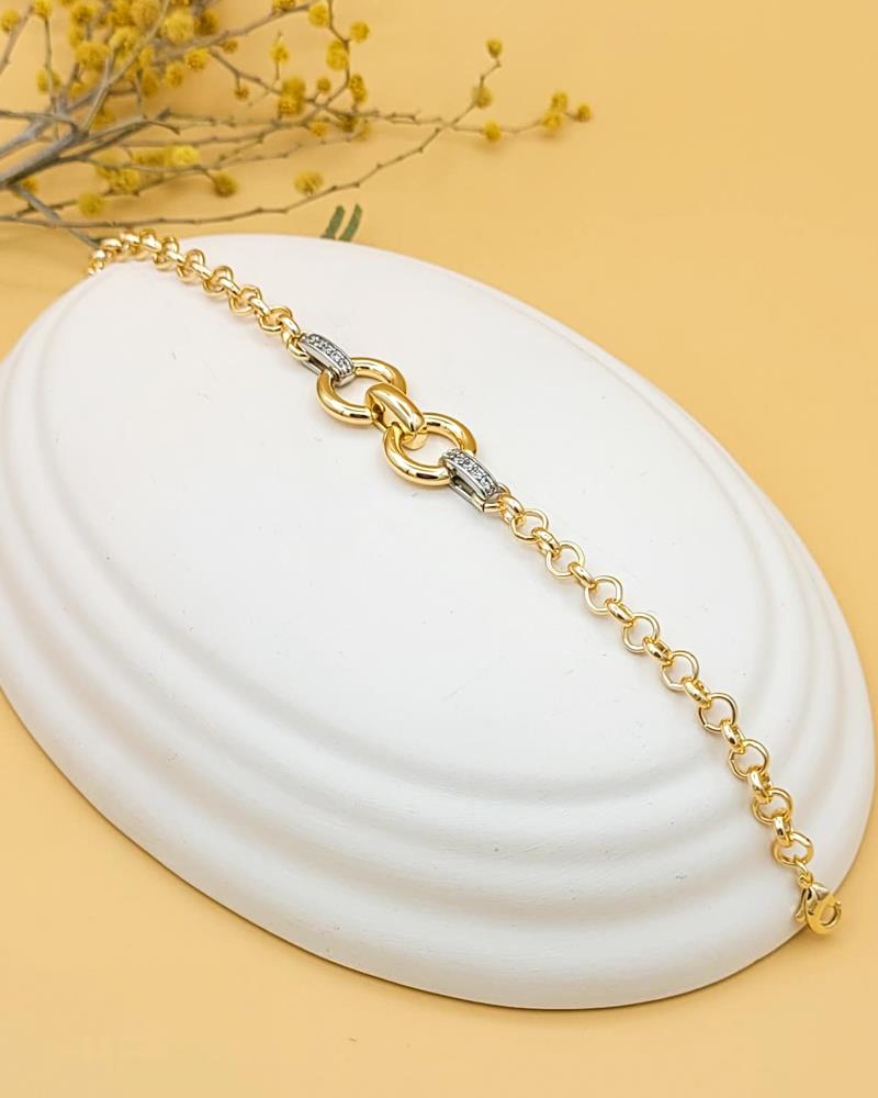 Silver Detaylı Gold Halkalı Bileklik