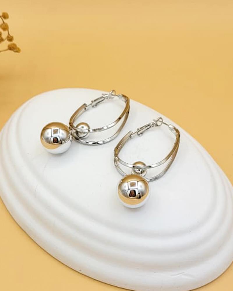 Sphere İkili Halka Hafif Silver Küpe