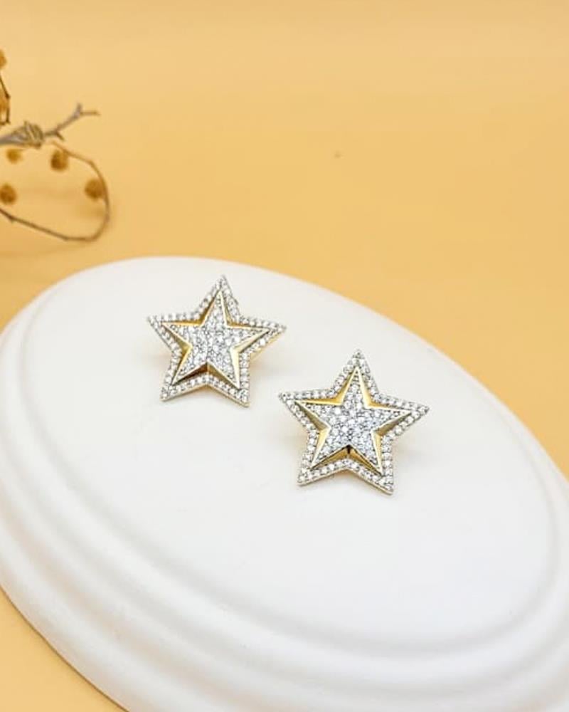 Stella Zirkon Taşlı Gold Yıldız Küpe