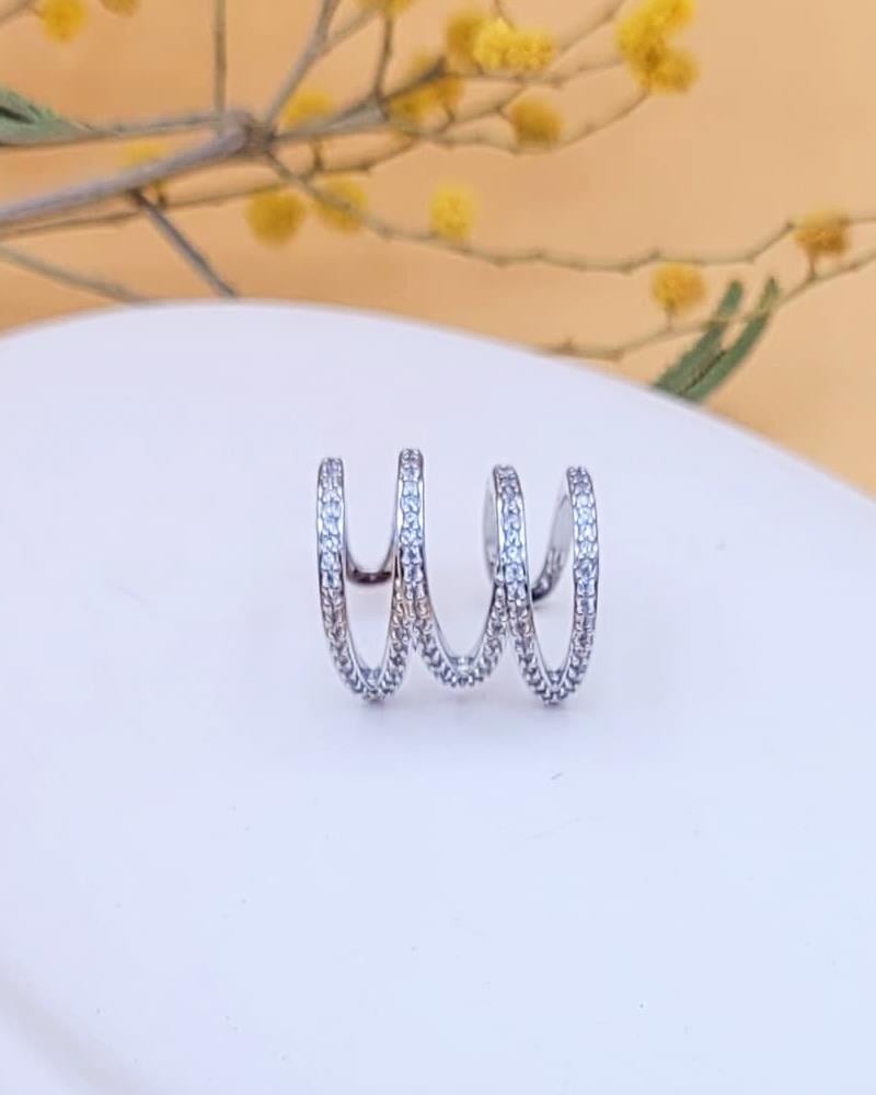 Taşlı Sarmal Earcuff Silver Küpe