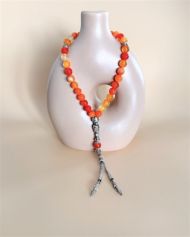 Turuncu Akik Doğaltaş Tesbih