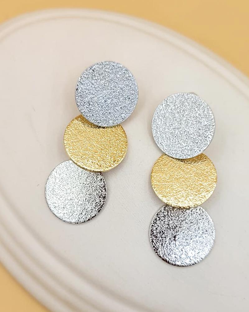 Üçlü Plaka Zvr Gold-Silver Küpe