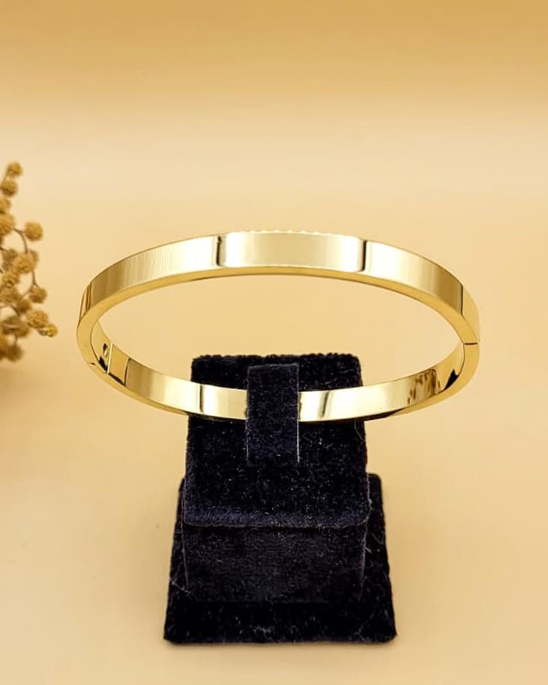 Unisex Gold Renk Çelik Kelepçe Bileklik