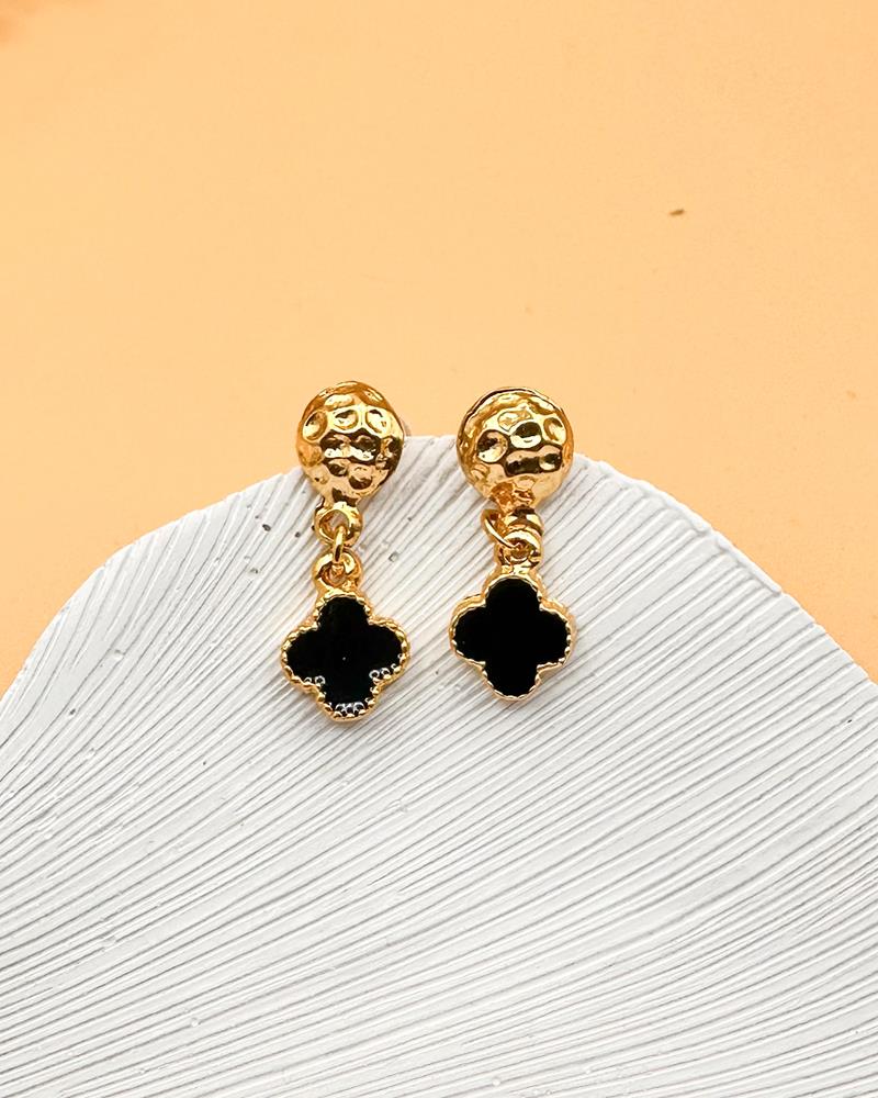 Van Cleef Siyah Sallantılı Yonca Küpe
