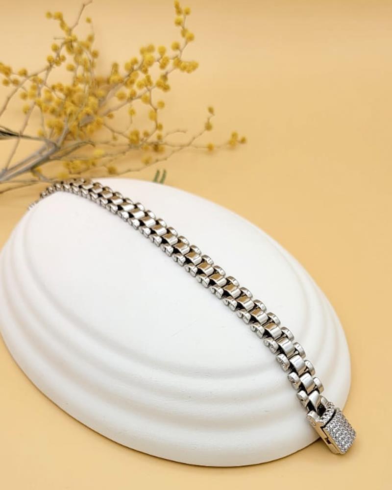 XUPING Unisex Zincir Zirkon Taşlı Silver Premium Bileklik
