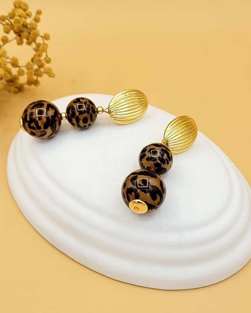 Zarif Leopar Top Küpe