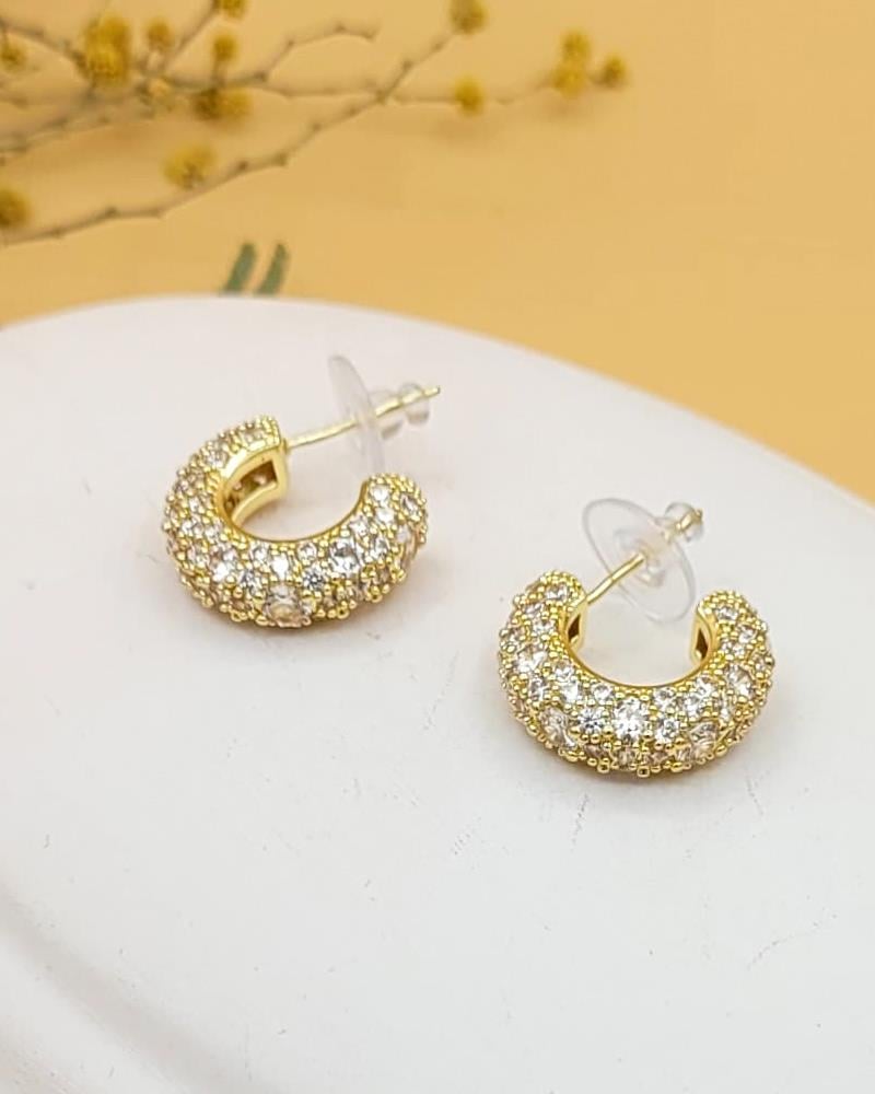 Zirkon Taşlı C Model Gold Küpe