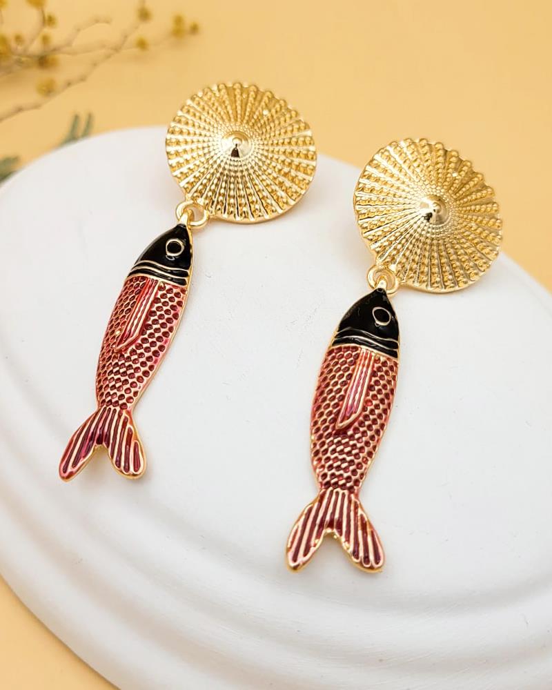 ZR Model Kırmızı Balık Küpe