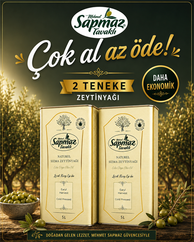 SAPMAZ TAVAKLI2' li Erken Hasat Soğuk Sıkım Natürel Sızma Zeytinyağı 5 Litre 