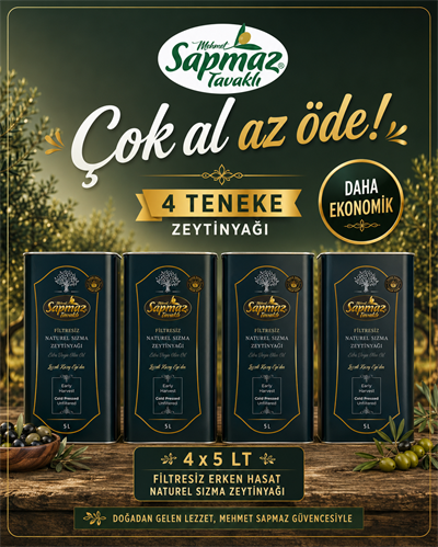 SAPMAZ TAVAKLI4' lü Filtresiz Naturel Sızma Zeytinyağı 5 Litre 