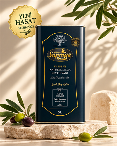 SAPMAZ TAVAKLIFİLTRESİZ NATUREL SIZMA ZEYTİNYAĞI 5 LİTRE | YENİ SEZON 2026-2027