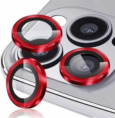 (16-15-14) Pro / (16-15-14) Pro Max - Kamera Lens Koruyucu (Kırmzı)