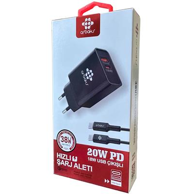 38WPD / USB + PD Kablo Şarj Aleti Arbaks ARB-015T