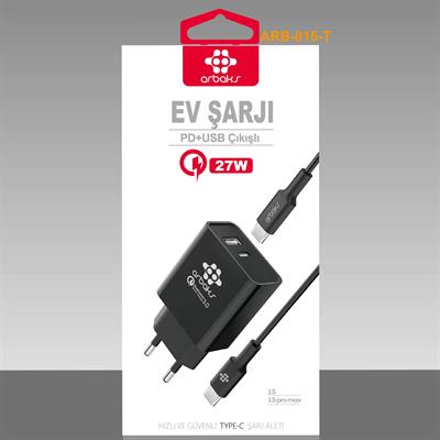 38WPD / USB + PD Kablo Şarj Aleti Arbaks ARB-015T