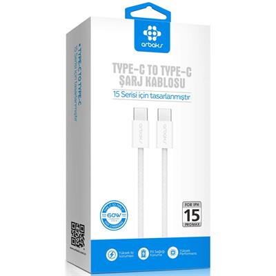 60W Iphone 16 TYPE-C To TYPE-C Usb Şarj Kablosu Arbaks Arb-317