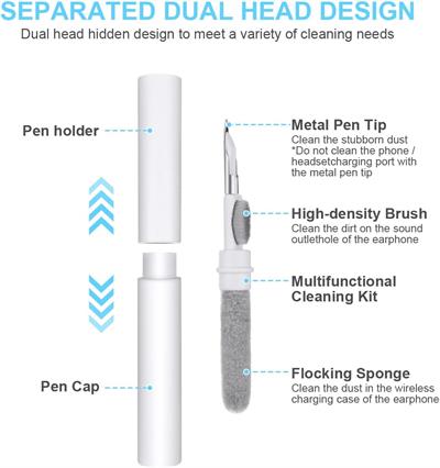 AirPod Temizleme Kiti, Süngerli 3ü 1 Arada Airpod Temizleyici Kalem, Kablosuz Kulaklıklar