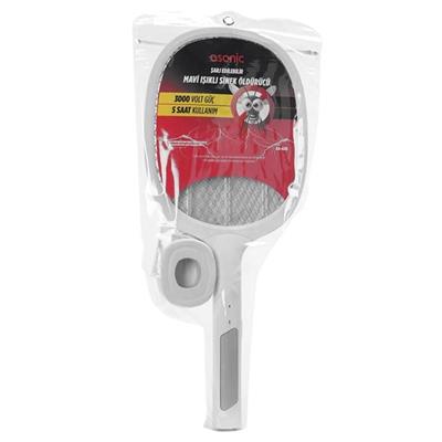 Asonic AS-A25 1200mAh 3000V Çıkış UV Mavi Işıklı Şarjli Masaüstü Raket Sinek Öldürücü