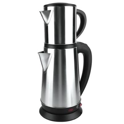 Crown CRW-2201 1800W 1.8 - 0.8 Litre Çelik Hazneli Çaycı Mutfak Kettle Demlikli Ve Süzgeçli Inox
