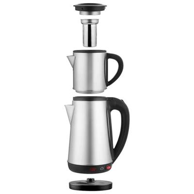 Crown CRW-2201 1800W 1.8 - 0.8 Litre Çelik Hazneli Çaycı Mutfak Kettle Demlikli Ve Süzgeçli Inox