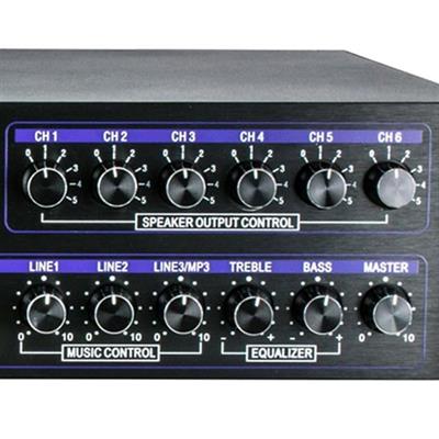 Dexun D-400 500 W USB-SD-BT 4-16 Ohm 6 Bölgeli 2 Mik. 3 Aux Giriş Trafolu Mixer Anfi