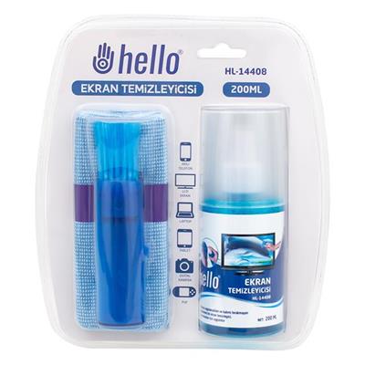 Hello HL-14408 Sprey + Fiber Bez + Fırça 200 Ml. Lcd Ekran Temizleme Seti