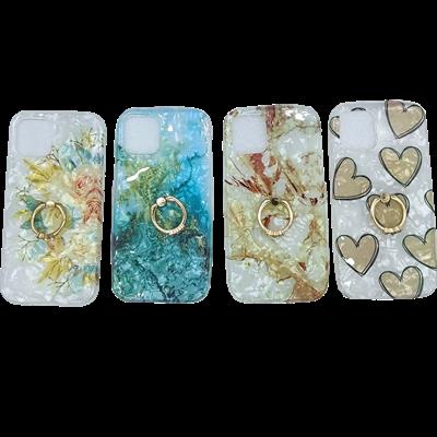 İphone 12 - Yüzüklü Kılıf Karışık Desenli