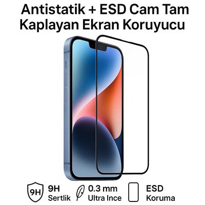 İphone 15 / 16 - Antistatik Cam Tam Kaplayan Ekran Koruyucu