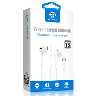 İphone 16 Pro Max “Tüm Telefonlara Uyumlu”(Type-c) Kulaklık Arbaks Arb-201
